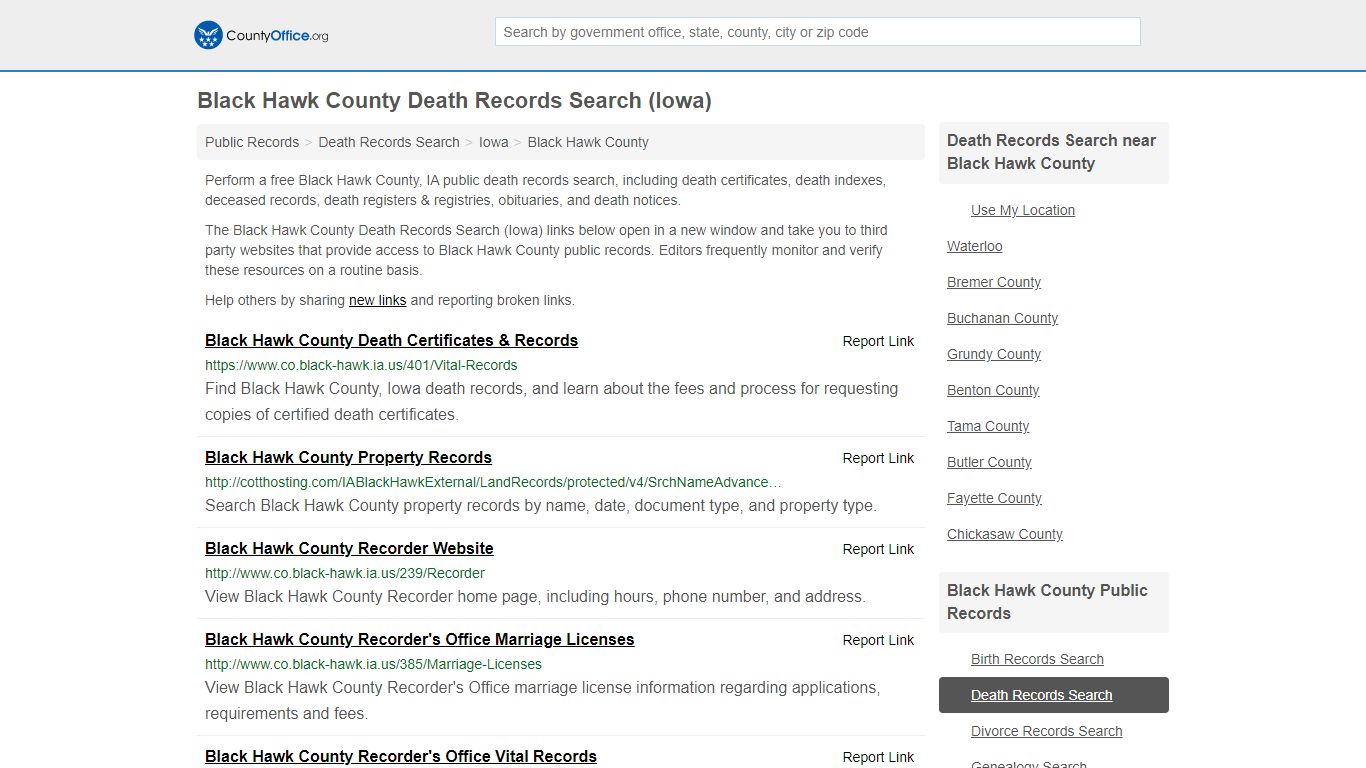 Death Records Search - Black Hawk County, IA (Death ...